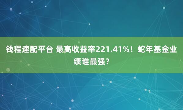 钱程速配平台 最高收益率221.41%！蛇年基金业绩谁最强？